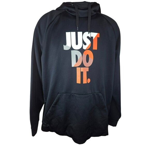 Nike Dri-Fit XXL Black Hoodie With "Just Do It." Graphic - Picture 1 of 8